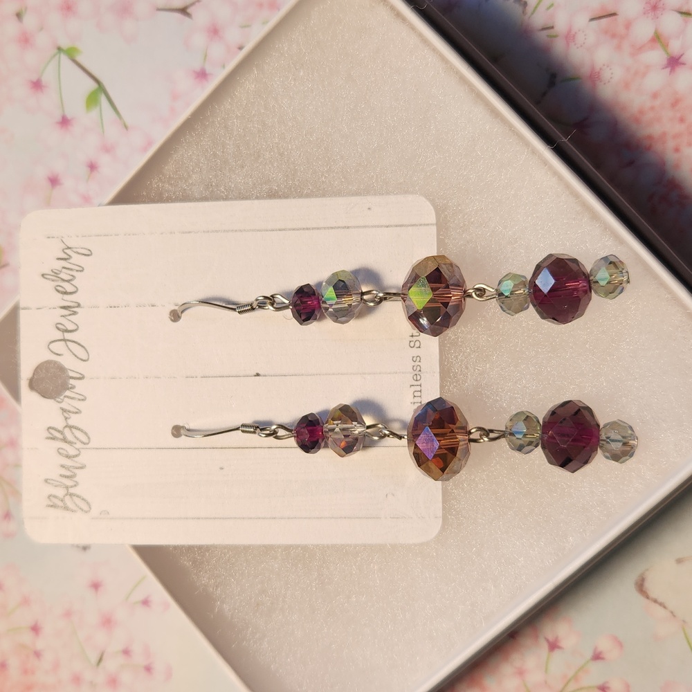 Handmade Glass Bead and Stainless Steel Earrings
